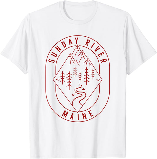 Sunday River Mountains Maine Hiking Outdoors Minimal T-Shirt - T-Shirt | White