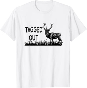 Tagged Out Vintage Graphic Hunter Hunt Elk Deer Antler Rack T-Shirt - T-Shirt | White
