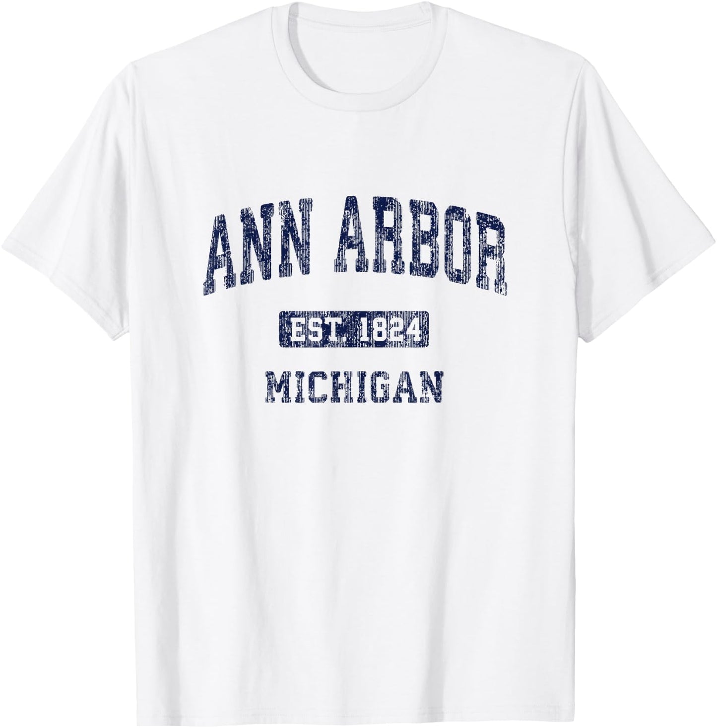 Ann Arbor Michigan Vintage Athletic Sports Design T-Shirt - T-Shirt | White