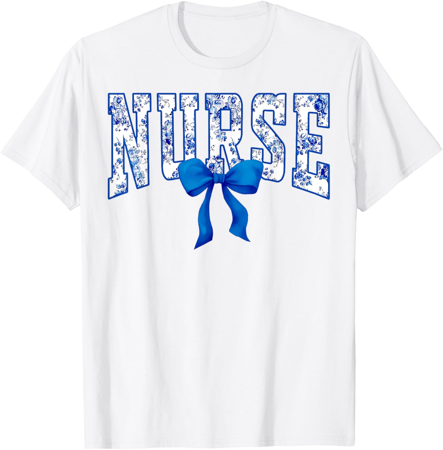 Toile De Jouy Nurse Coquette Bow Nurse Floral T-Shirt - T-Shirt | White