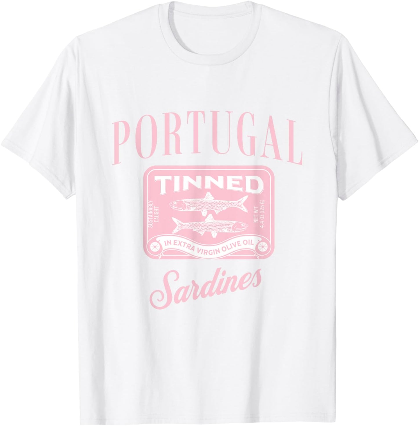 Tin Fish Sardines - Women's Classic Fit White Short Sleeve Letter Print Portugal Sardines Summer T-Shirt - T-Shirt | White