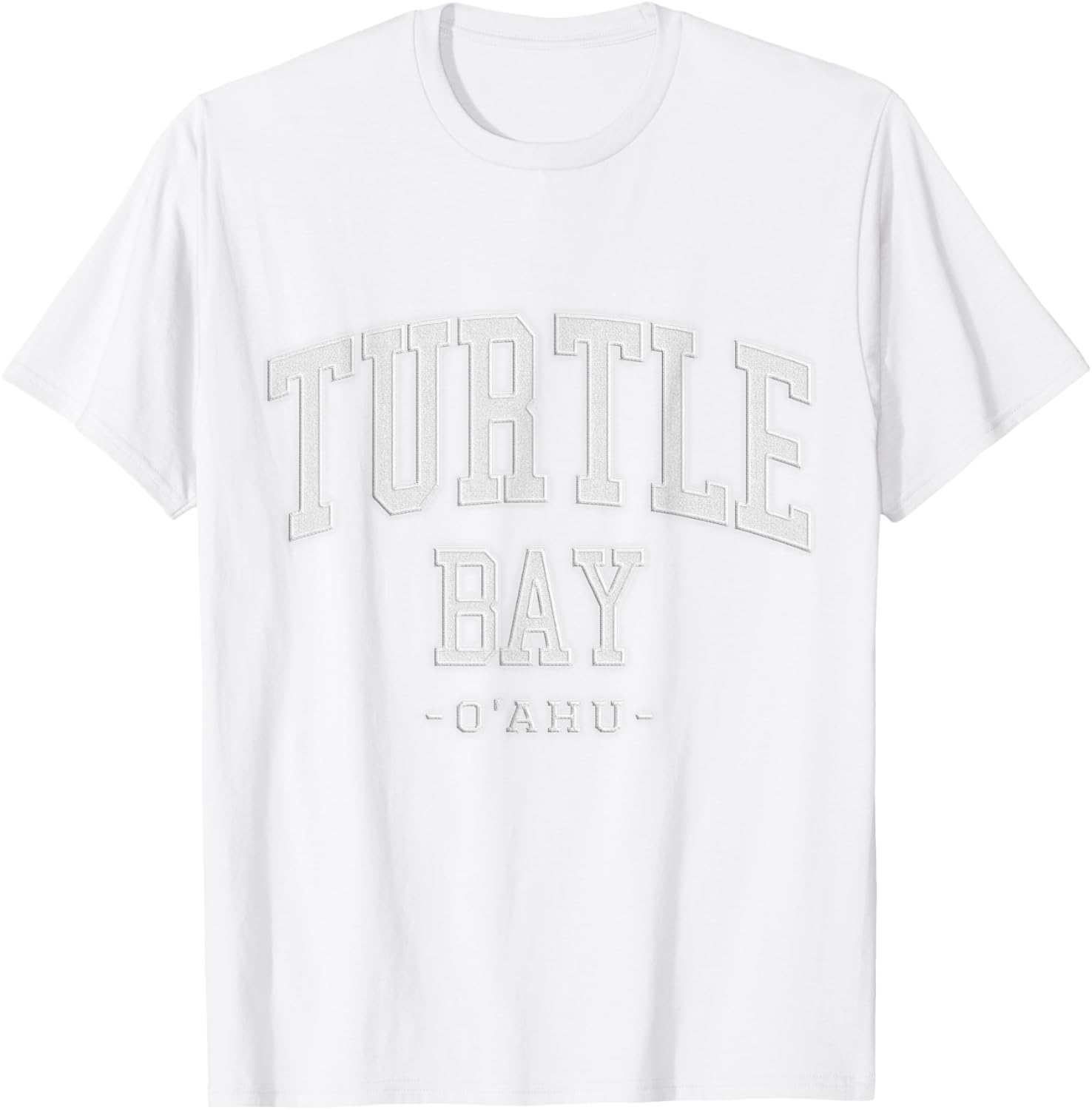 Stitched Letters Varsity Font Turtle Bay Oahu Hawaii T-Shirt - T-Shirt | White