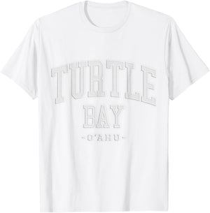 Stitched Letters Varsity Font Turtle Bay Oahu Hawaii T-Shirt - T-Shirt | White