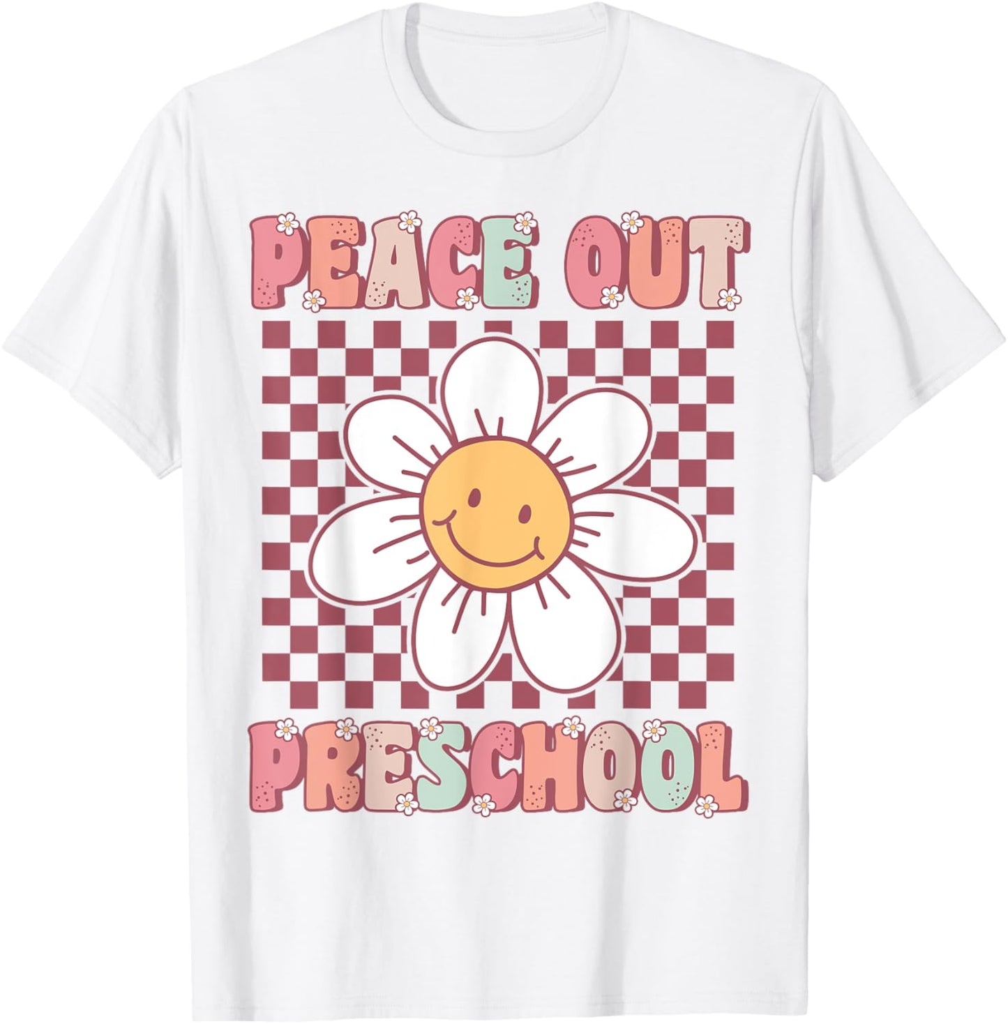 Peace Out Pre-K Cute Groovy Last Day of Preschool Graduation T-Shirt - T-Shirt | White