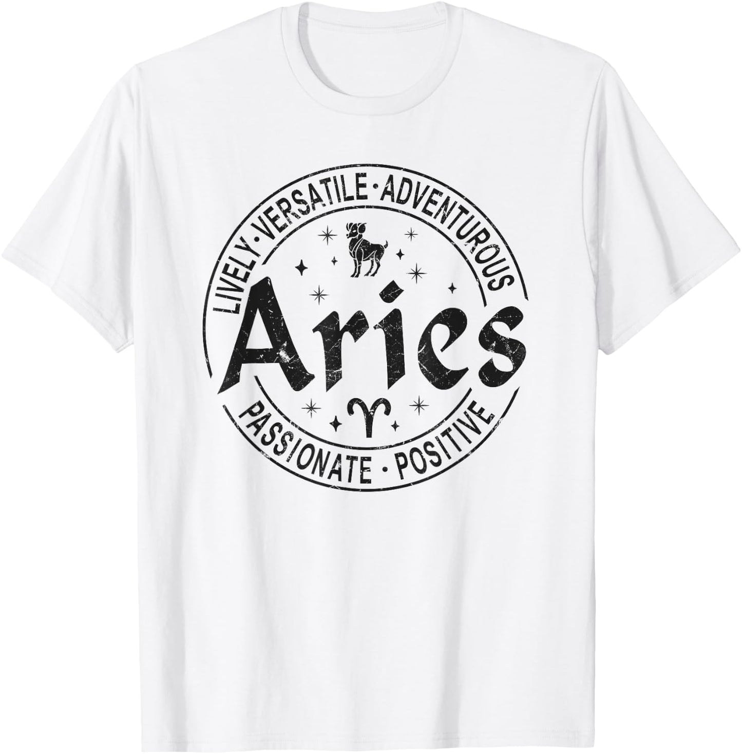 Aries Virtues Vintage Style Zodiac Design, Aries T-Shirt - T-Shirt | White