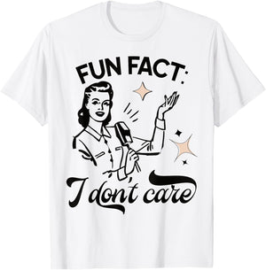 Fun Fact I Don't Care Funny Sarcastic Retro Vintage Style T-Shirt - T-Shirt | White