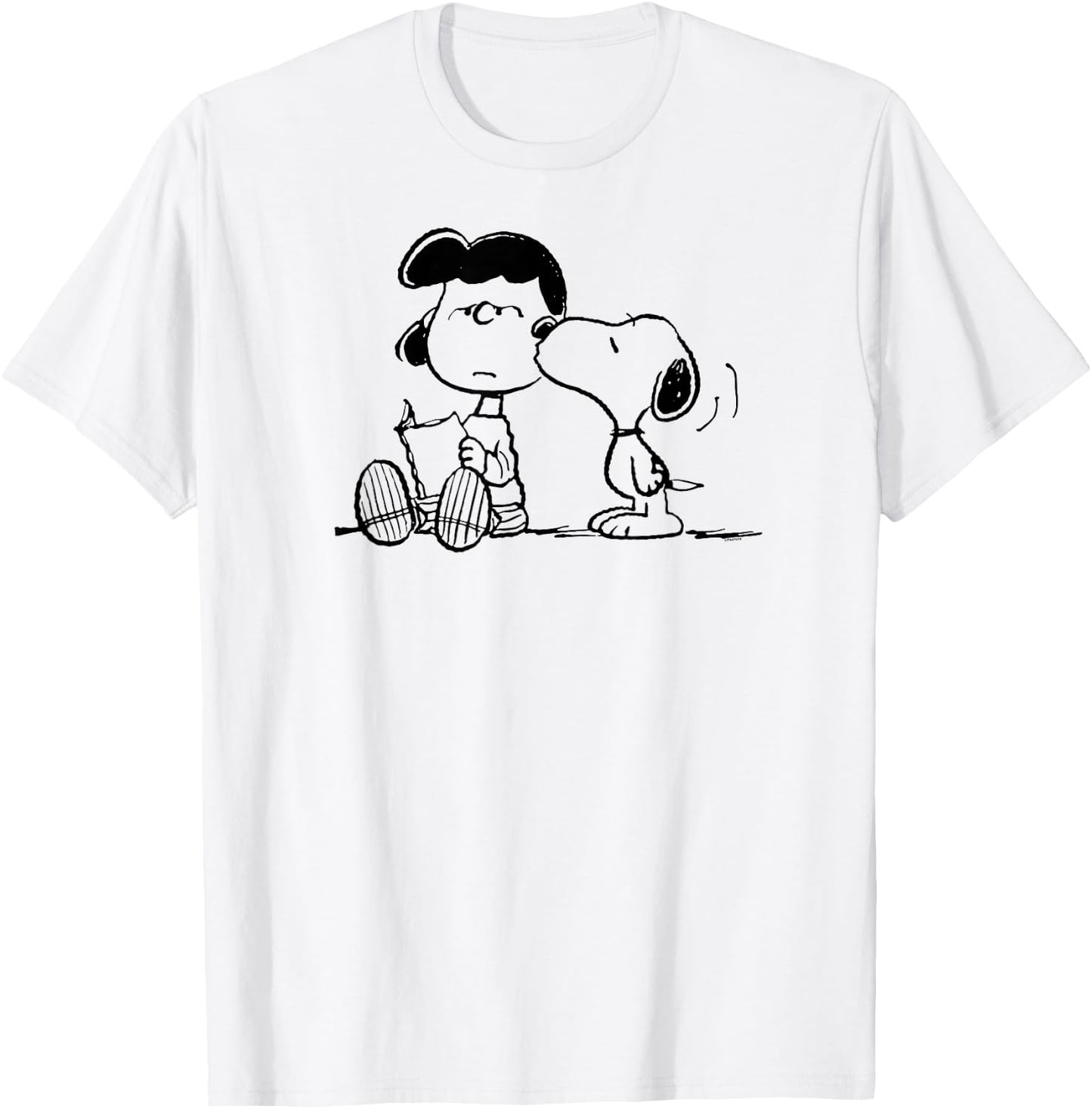 Peanuts - Snoopy Kissing Lucy Reading A Book T-Shirt - T-Shirt | White