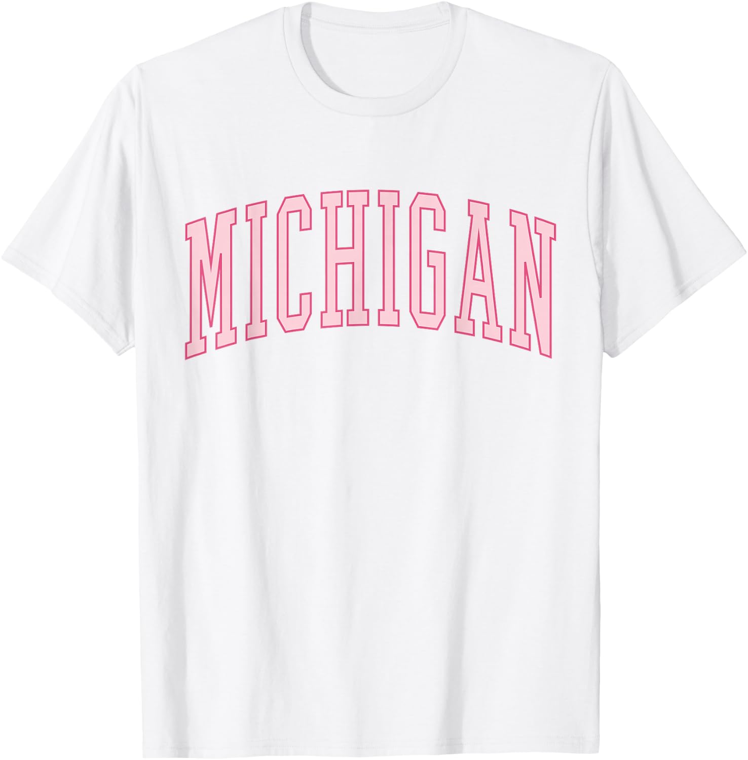 Preppy Varsity Pink Michigan T-Shirt - T-Shirt | White