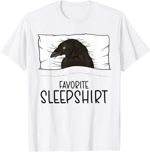 Favorite Sleepshirt Crow, Napping Raven Pajama T-Shirt - T-Shirt | White