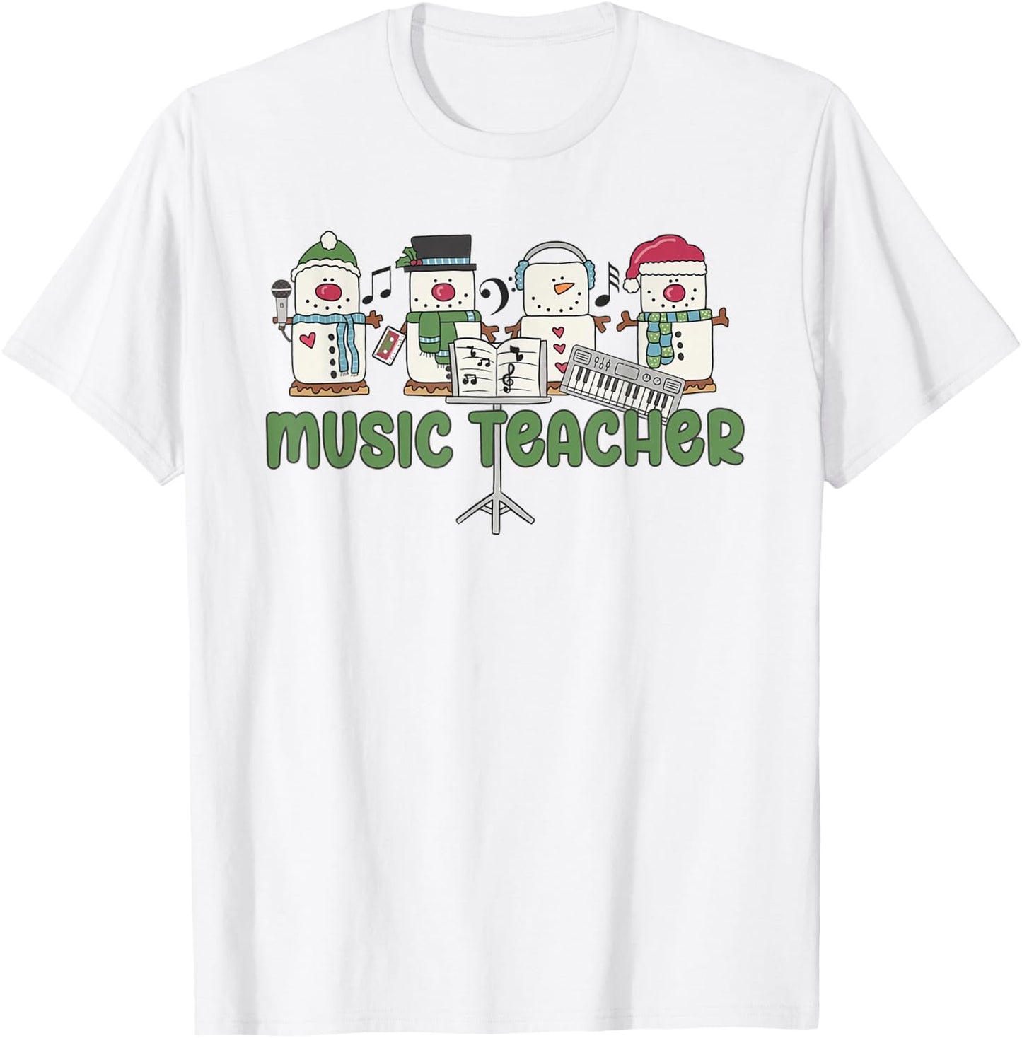 Music Teacher Christmas Holiday Wnter Music Instructor T-Shirt - T-Shirt | White