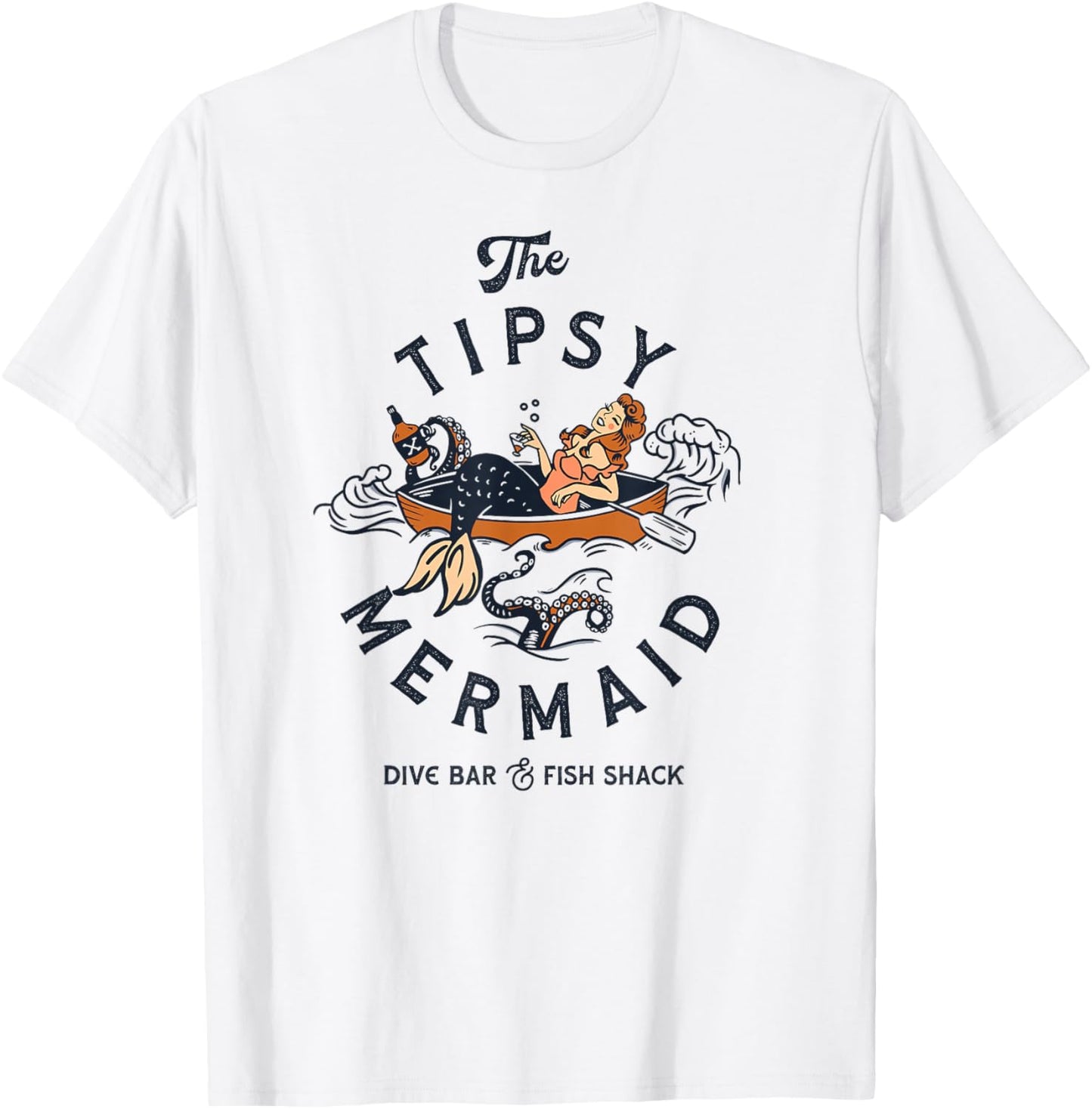Tipsy Mermaid Dive Bar : Cute Retro Pinup Shirt T-Shirt - T-Shirt | White