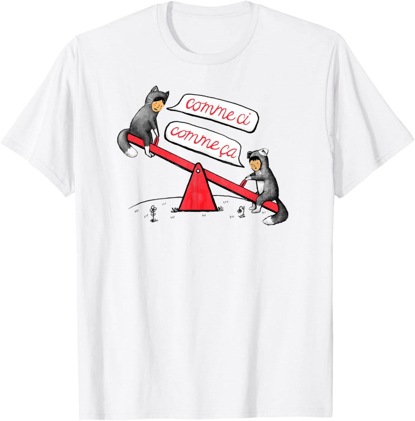 Threadless Midnightcoffee Seesaw Life Graphic T-Shirt - T-Shirt | White