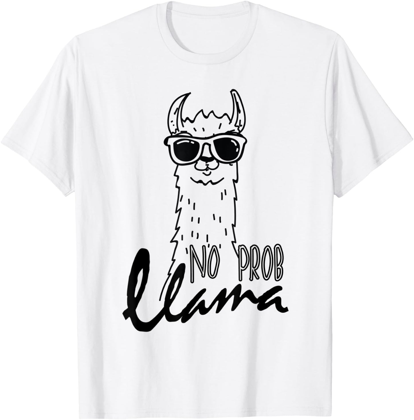 Funny Alpaca Llama No Probllama Sunglasses T-Shirt - T-Shirt | White