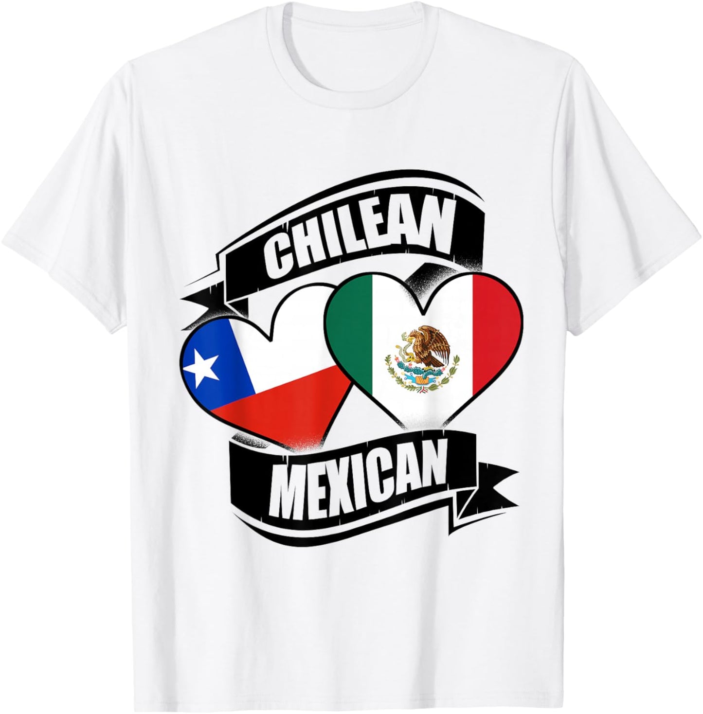 Chilean Mexican Hearts Chile Mexico Flags T-Shirt - T-Shirt | White