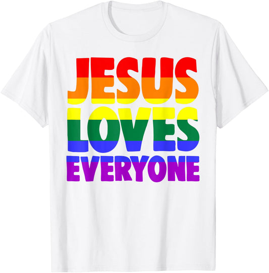 Jesus Loves Everyone Bible Pride Men T-Shirt - T-Shirt | White