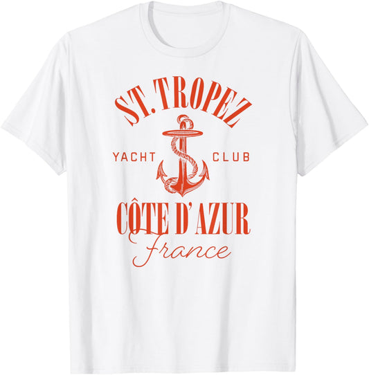 St Tropez Yacht Club Côte d'Azur France Vacation Destination T-Shirt - T-Shirt | White