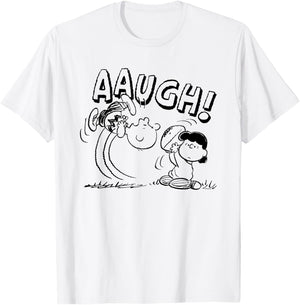 Peanuts - Charlie Brown Lucy Football Kick Aaugh T-Shirt - T-Shirt | White