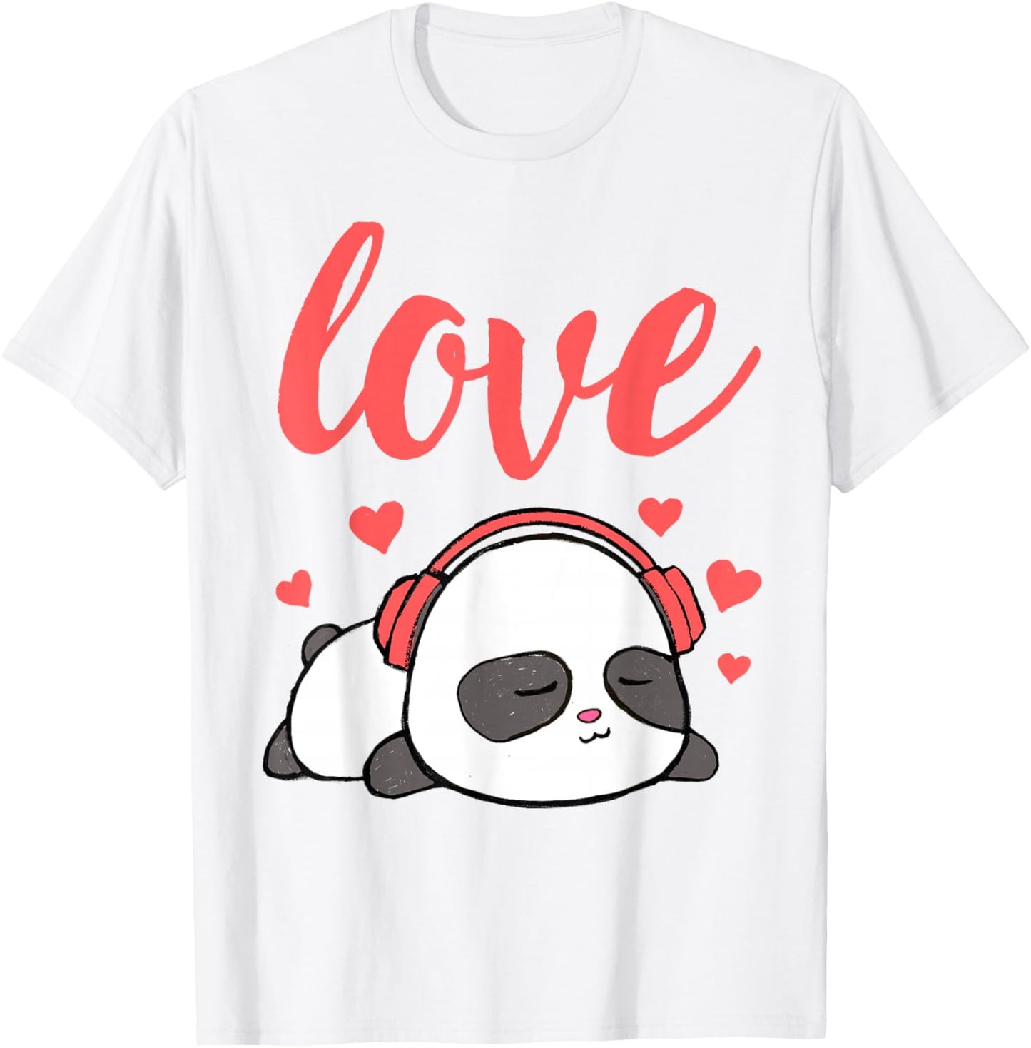 Love Valentines Cute Kawaii Panda Hearts Girls T-Shirt - T-Shirt | White