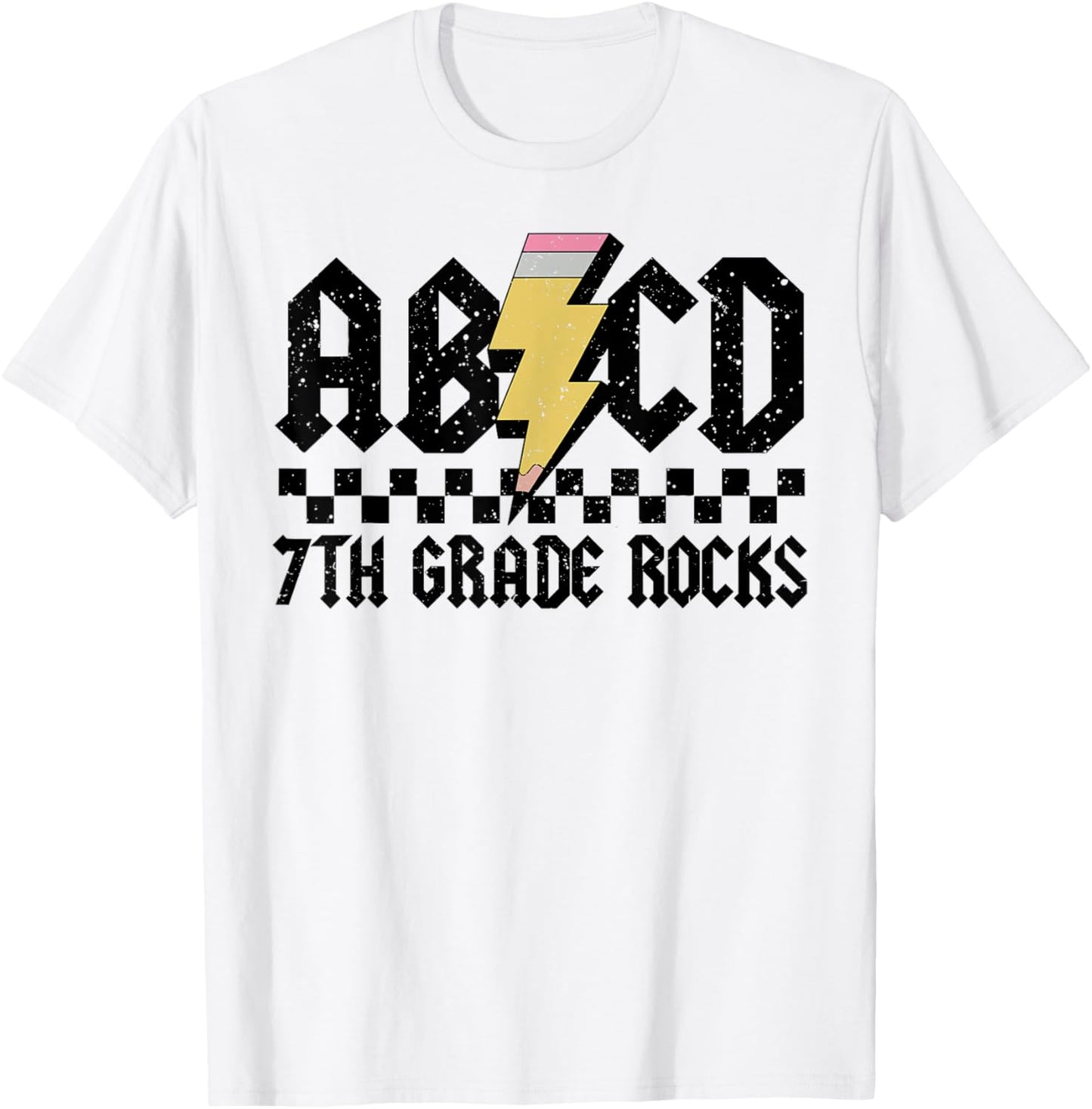 7th Grade Rock and Roll Letters ABCD Alphabet Back To School T-Shirt - T-Shirt | White