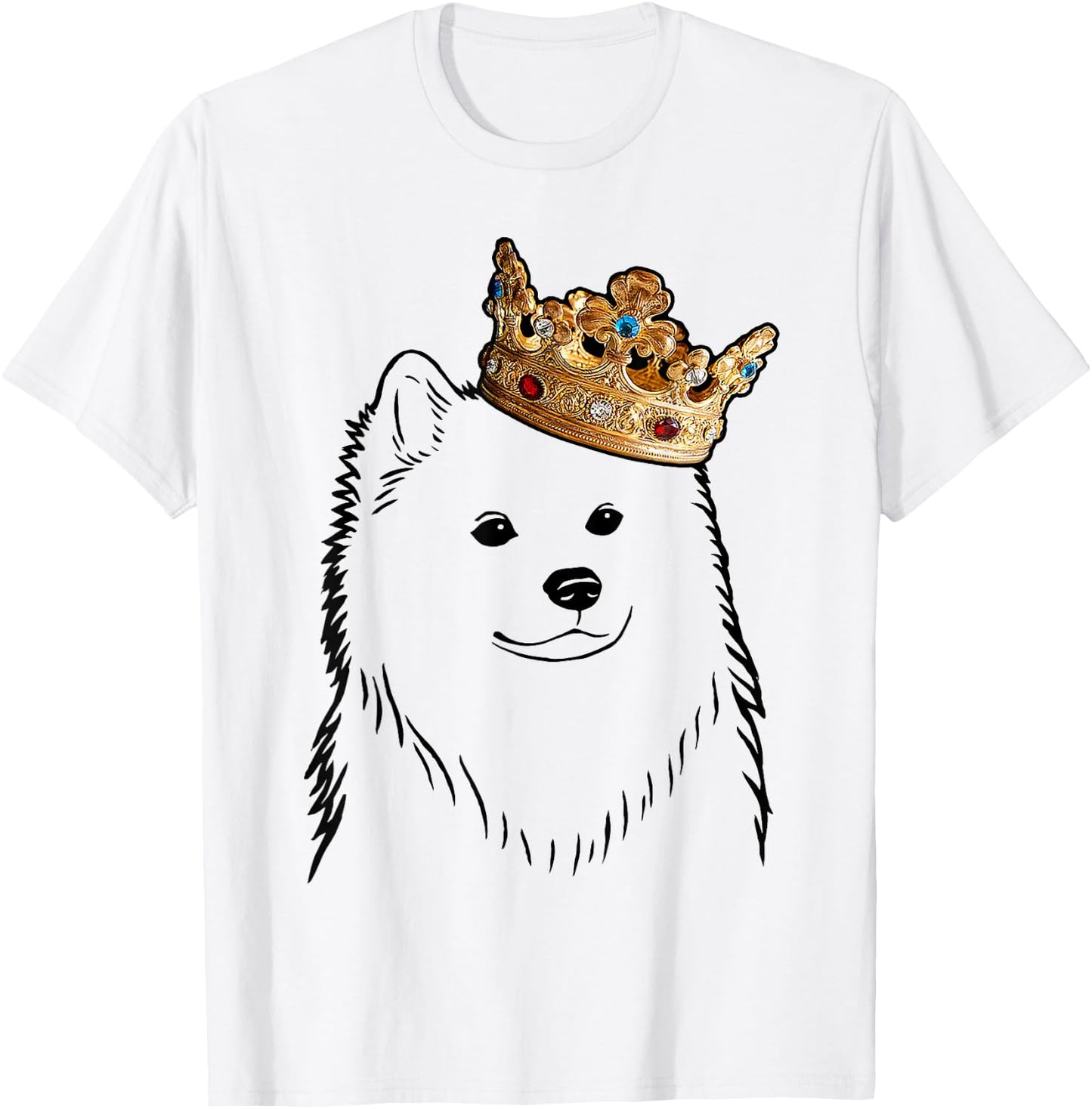 American Eskimo Dog Wearing Crown T-Shirt - T-Shirt | White