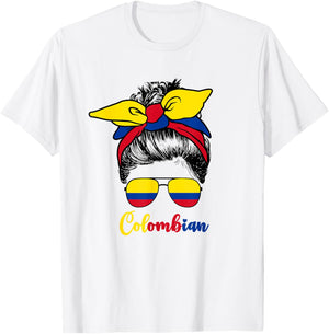 Colombian Girl Girls Cute Colombiana Colombia Flag T-Shirt - T-Shirt | White