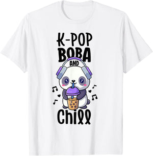 Boba and Kpop Shirt Kawaii K-Pop Merchandise Kpop and Chill T-Shirt - T-Shirt | White