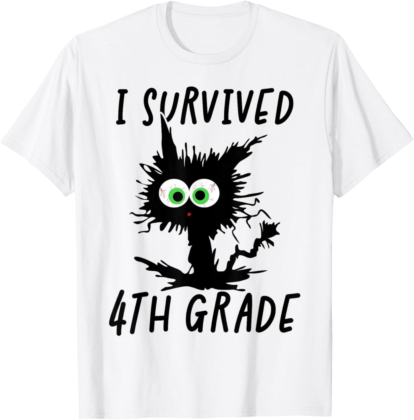 I Survived Fourth Grade Cat T-Shirt - T-Shirt | White