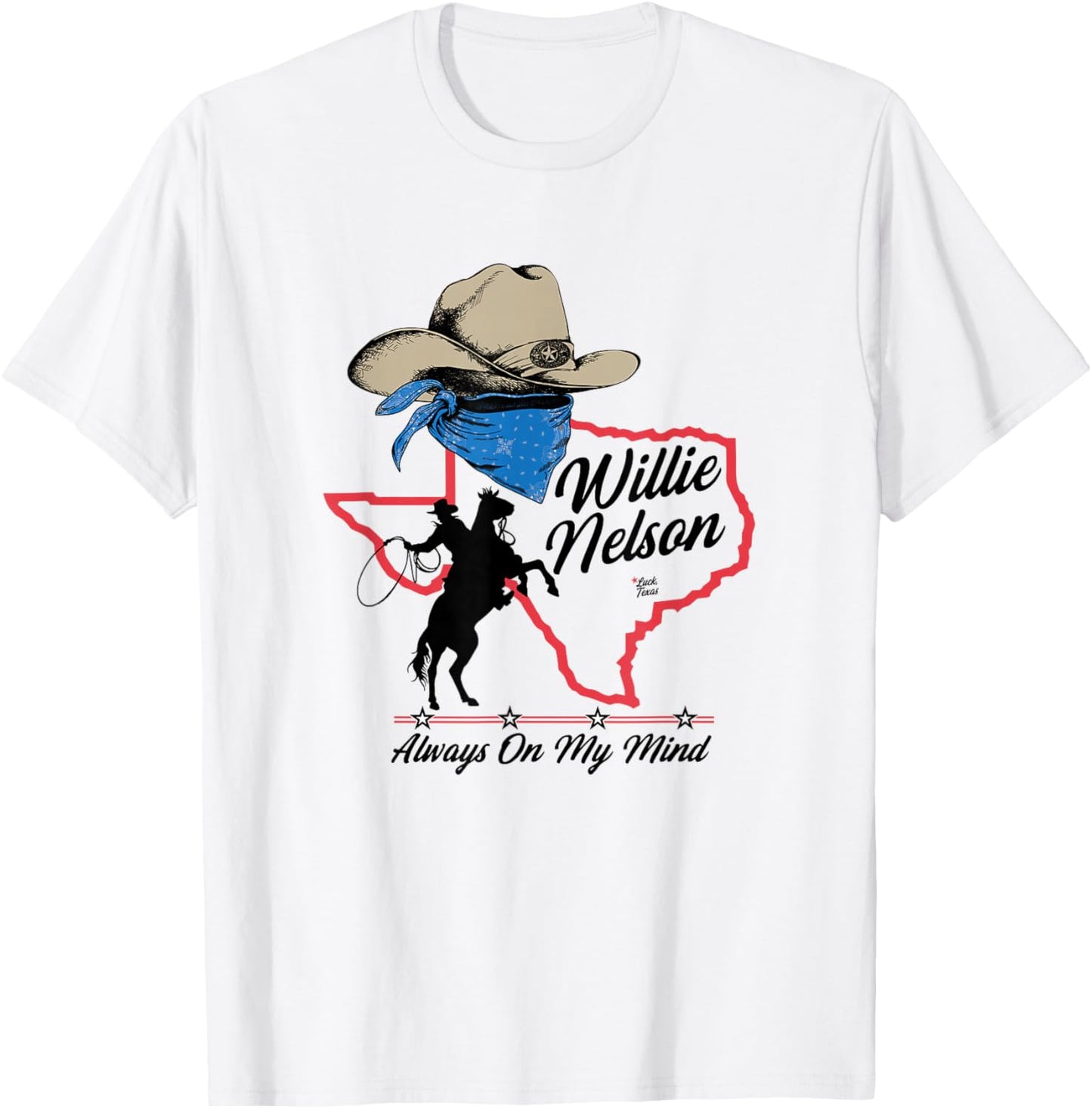 Official Willie Nelson Always On My Mind Black T-Shirt - T-Shirt | White