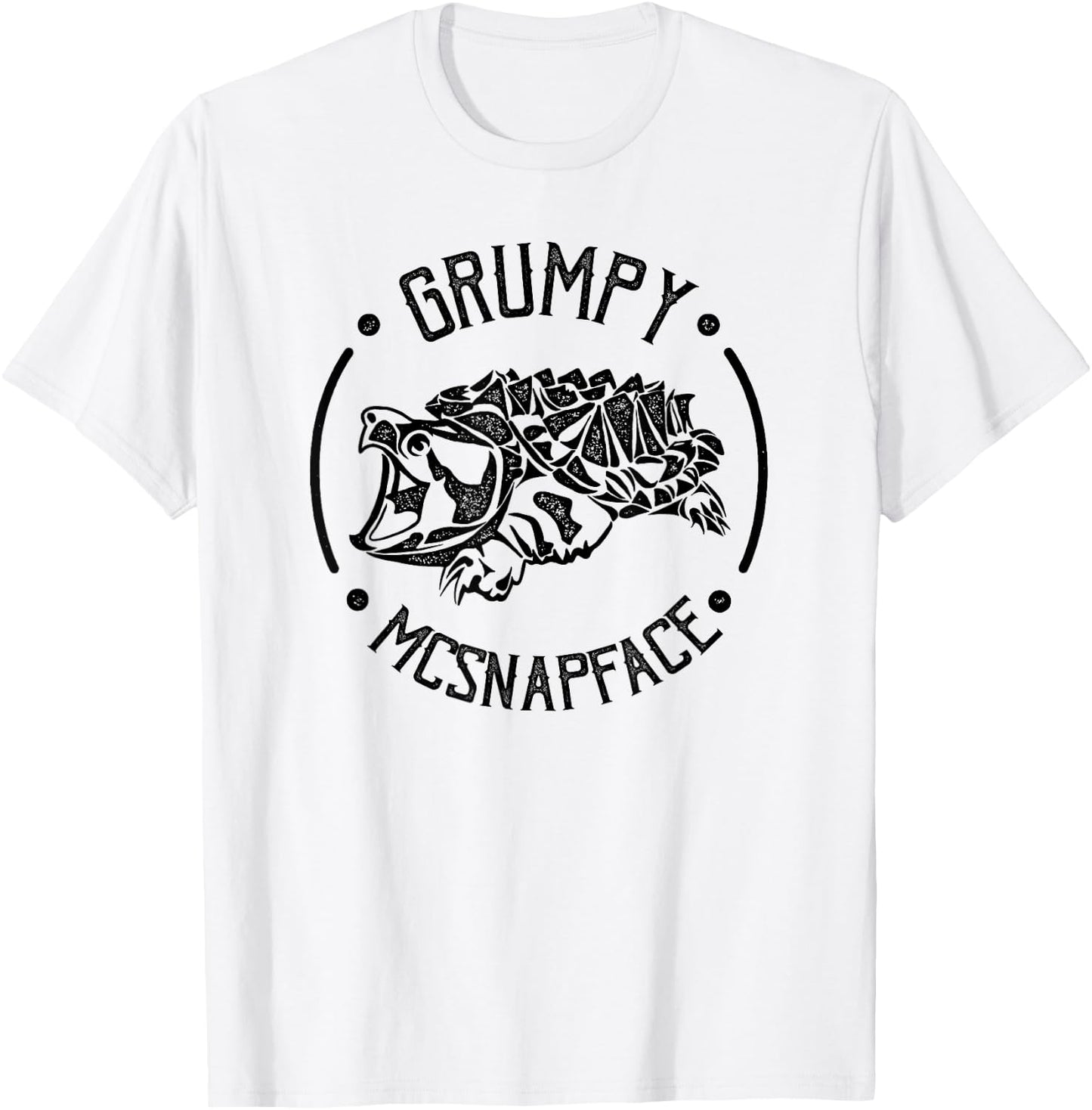 Grumpy McSnapface Funny Snapping Turtle T-Shirt - T-Shirt | White