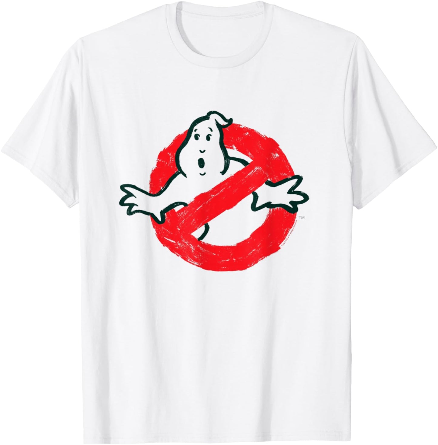 Ghostbusters No Ghost Logo Sketch Retro Movie T-Shirt - T-Shirt | White