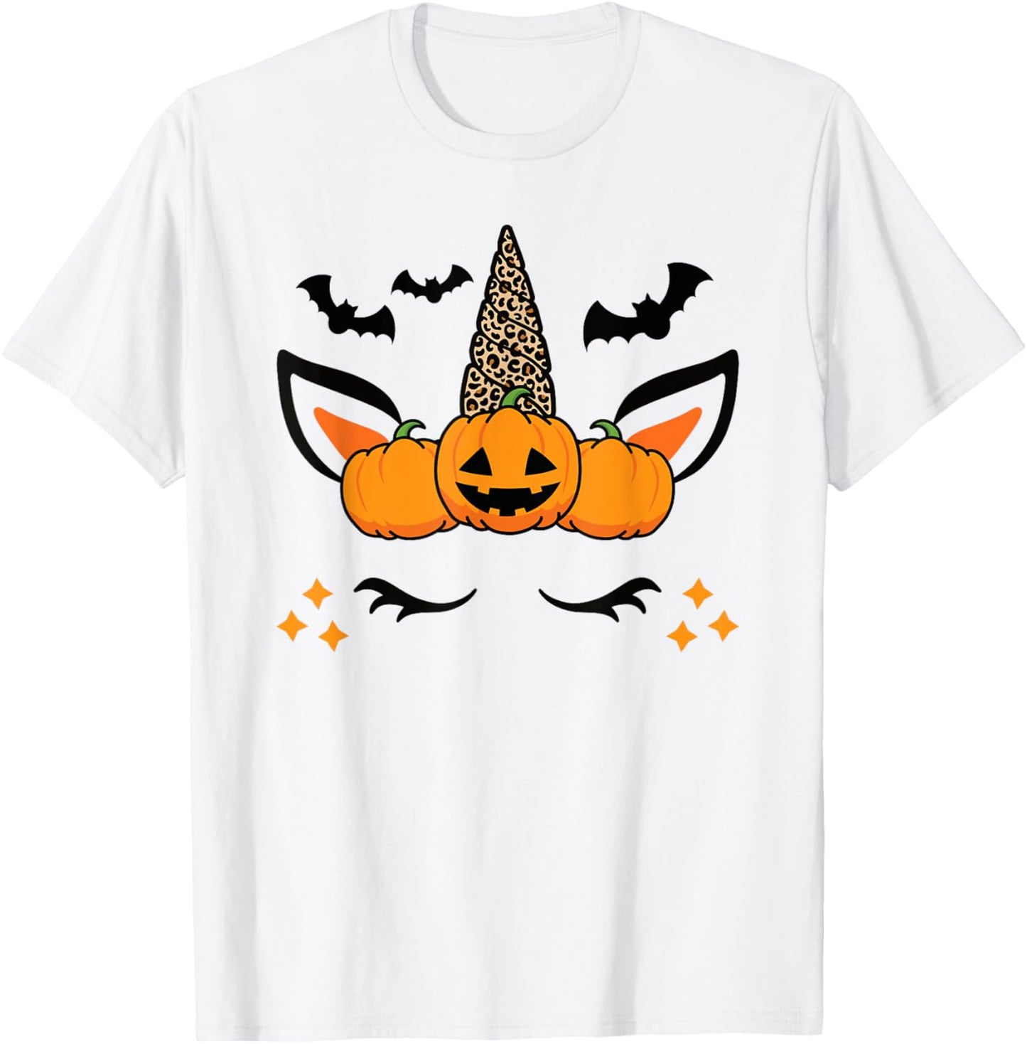 Cute Halloween Unicorn Costume Leopard Pumpkins T-Shirt - T-Shirt | White