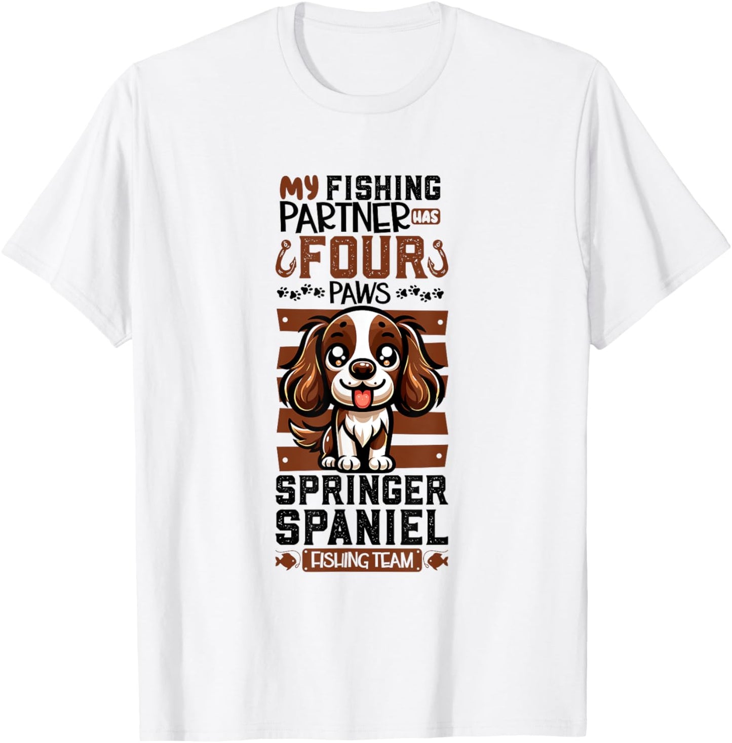 Fishing and English Springer Spaniel T-Shirt - T-Shirt | White
