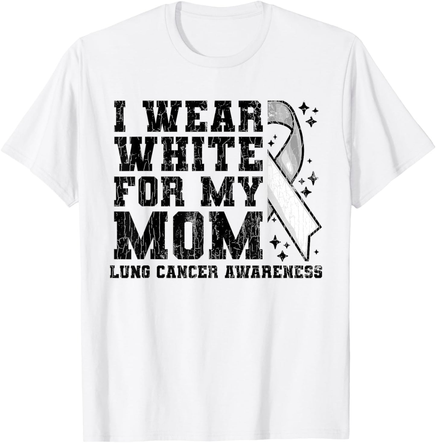 Lung Cancer Awareness White Ribbon Mum Gift T-Shirt - T-Shirt | White
