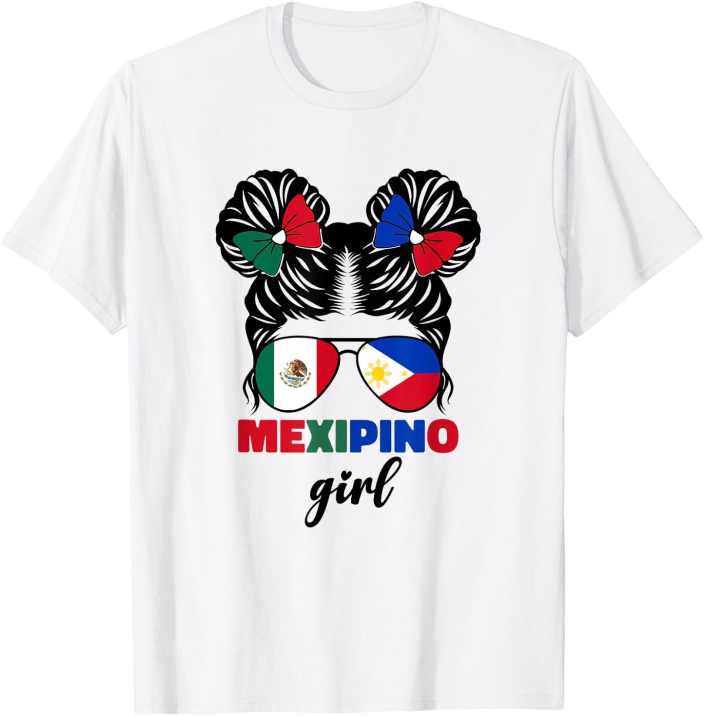 Half Mexican and Filipino Mexico Flag Mexipino Girl Kids Pun T-Shirt - T-Shirt | White