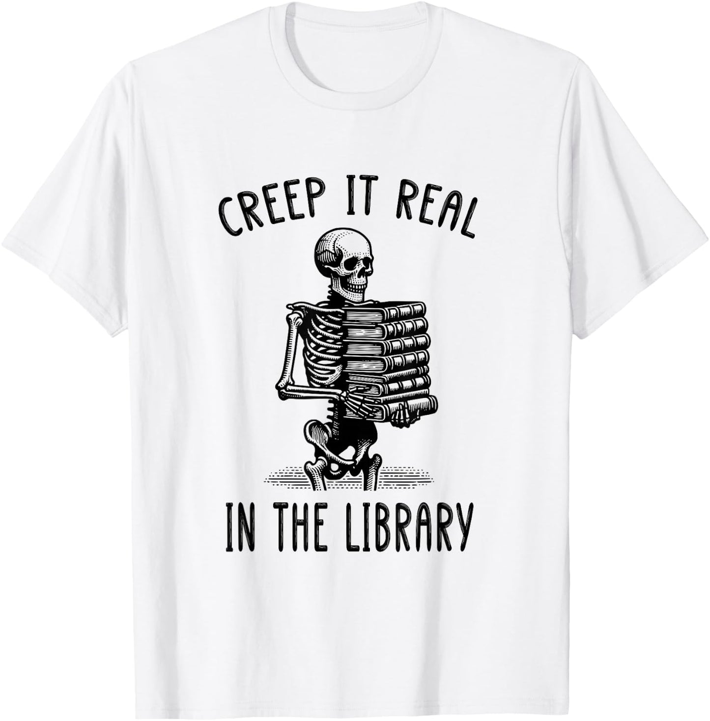 Funny Halloween Skeleton Pun Book Lover Library Joke T-Shirt - T-Shirt | White