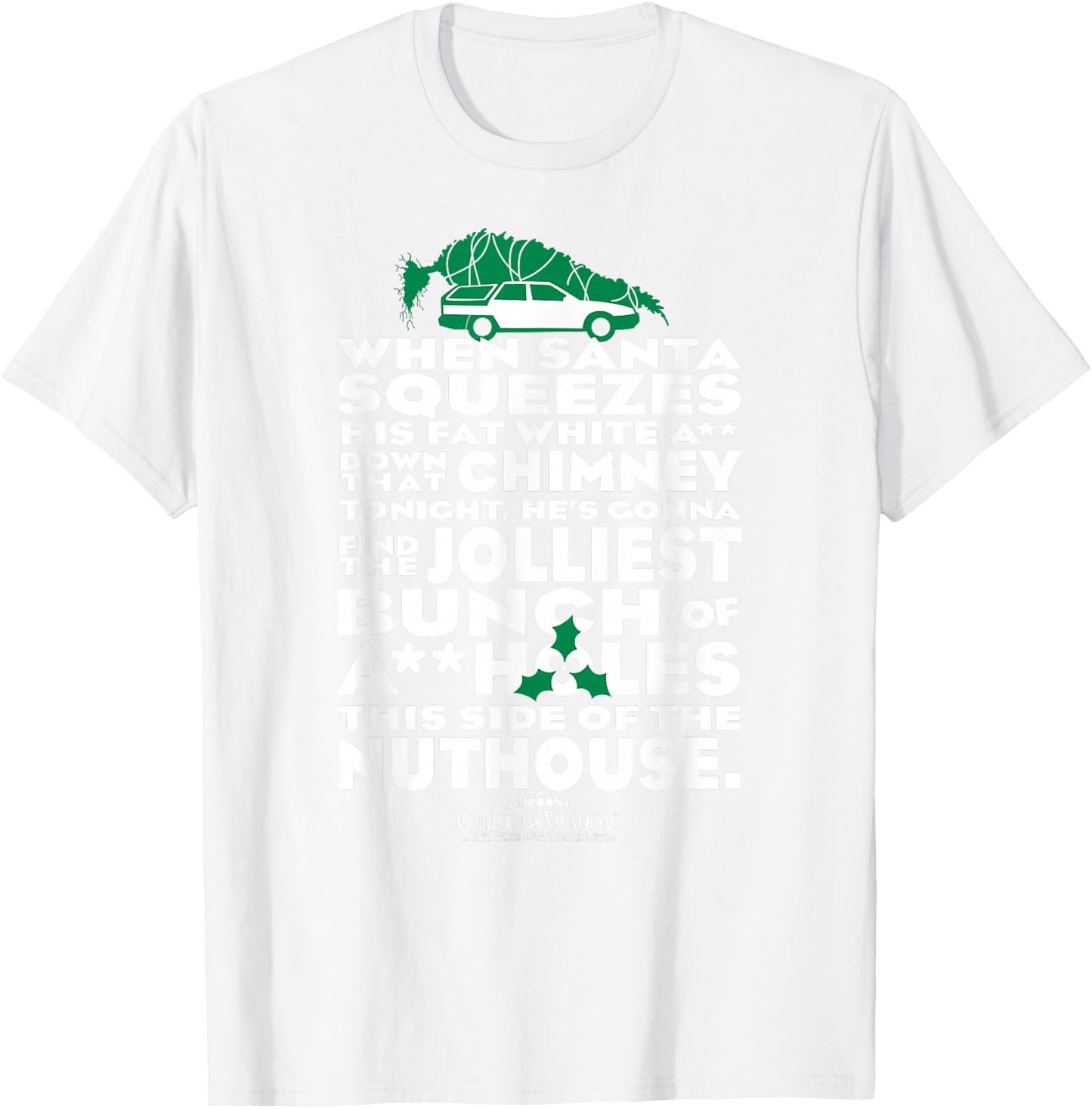 Warner Bros. Christmas Vacation Jolliest Bunch - Women's Small Red Short Sleeve Cotton Polyester T-Shirt - T-Shirt | White