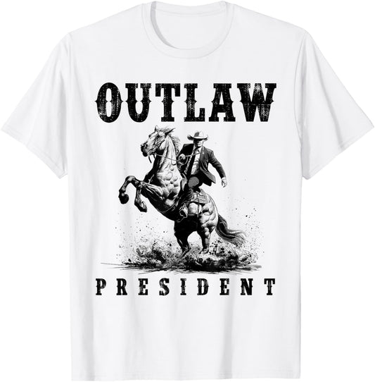 Outlaw President Cowboy Trump 2024 Vote T-Shirt - T-Shirt | White