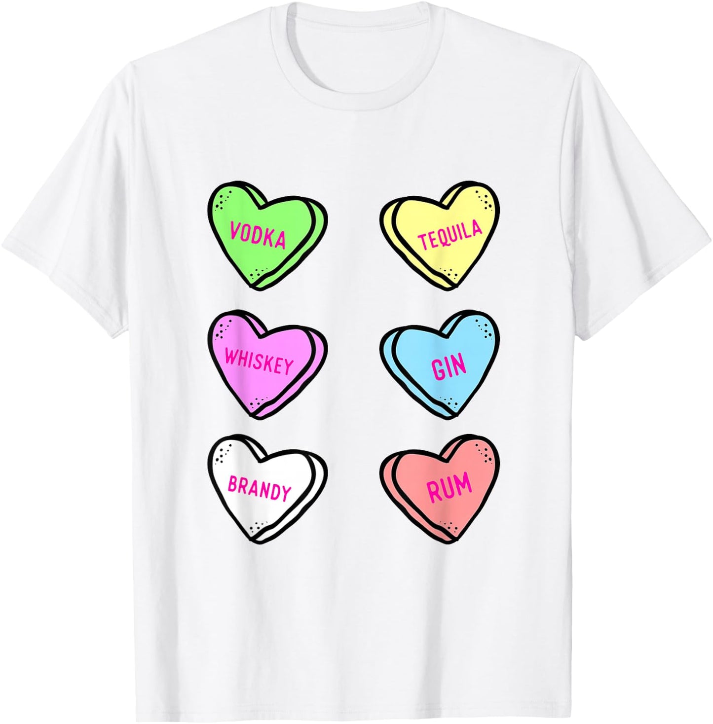 Valentines Day Hearts Drinking Liquor Lovers Anti Valentine T-Shirt - T-Shirt | White