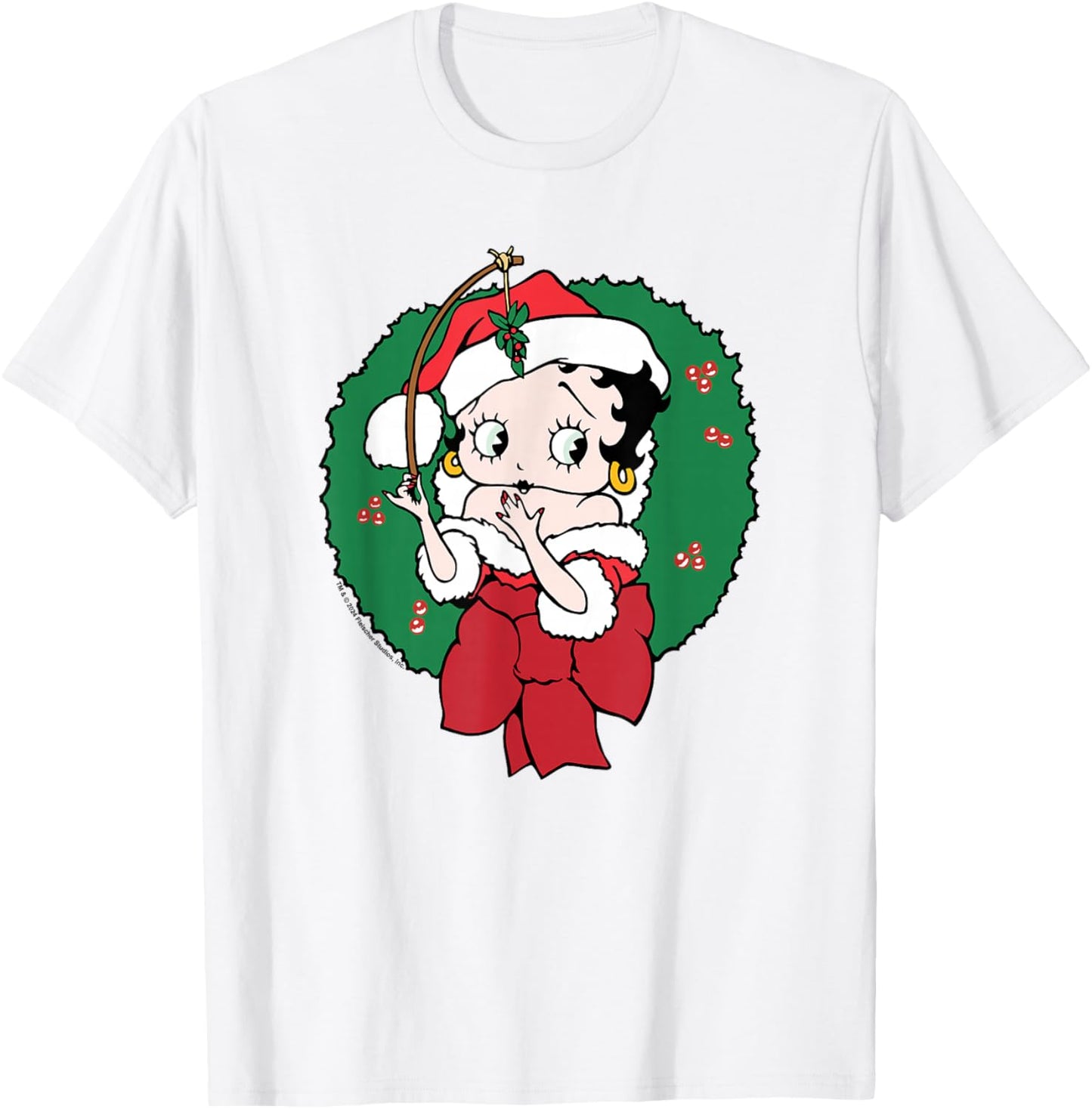 Betty Boop Christmas Wreath T-Shirt - T-Shirt | White