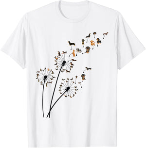 Dachshund Dandelion Flower Fly Funny Cute Dog Lover women T-Shirt - T-Shirt | White