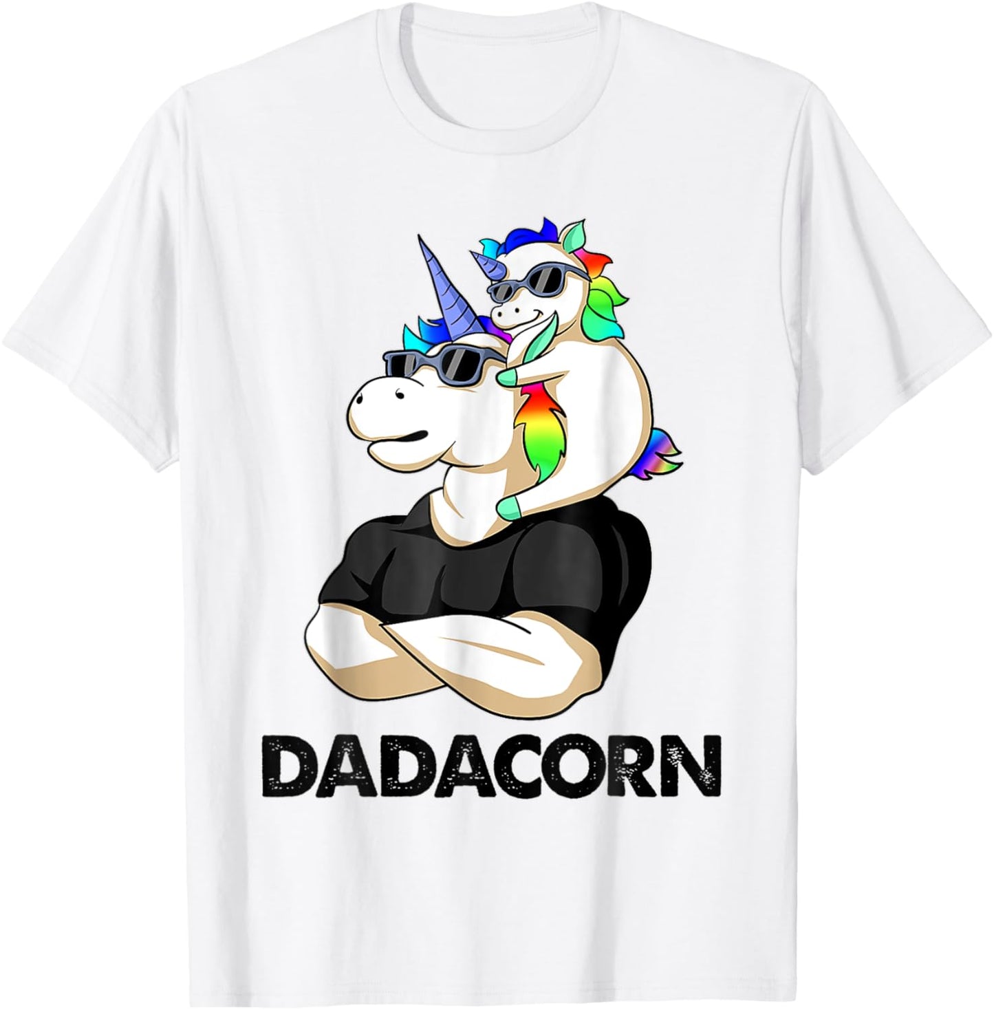 Dadacorn Unicorn Dad and Baby Christmas Papa Father's Day T-Shirt - T-Shirt | White
