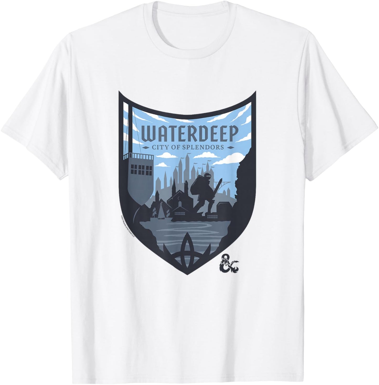 Dungeons & Dragons Waterdeep City Of Splendors Shield Logo T-Shirt - T-Shirt | White