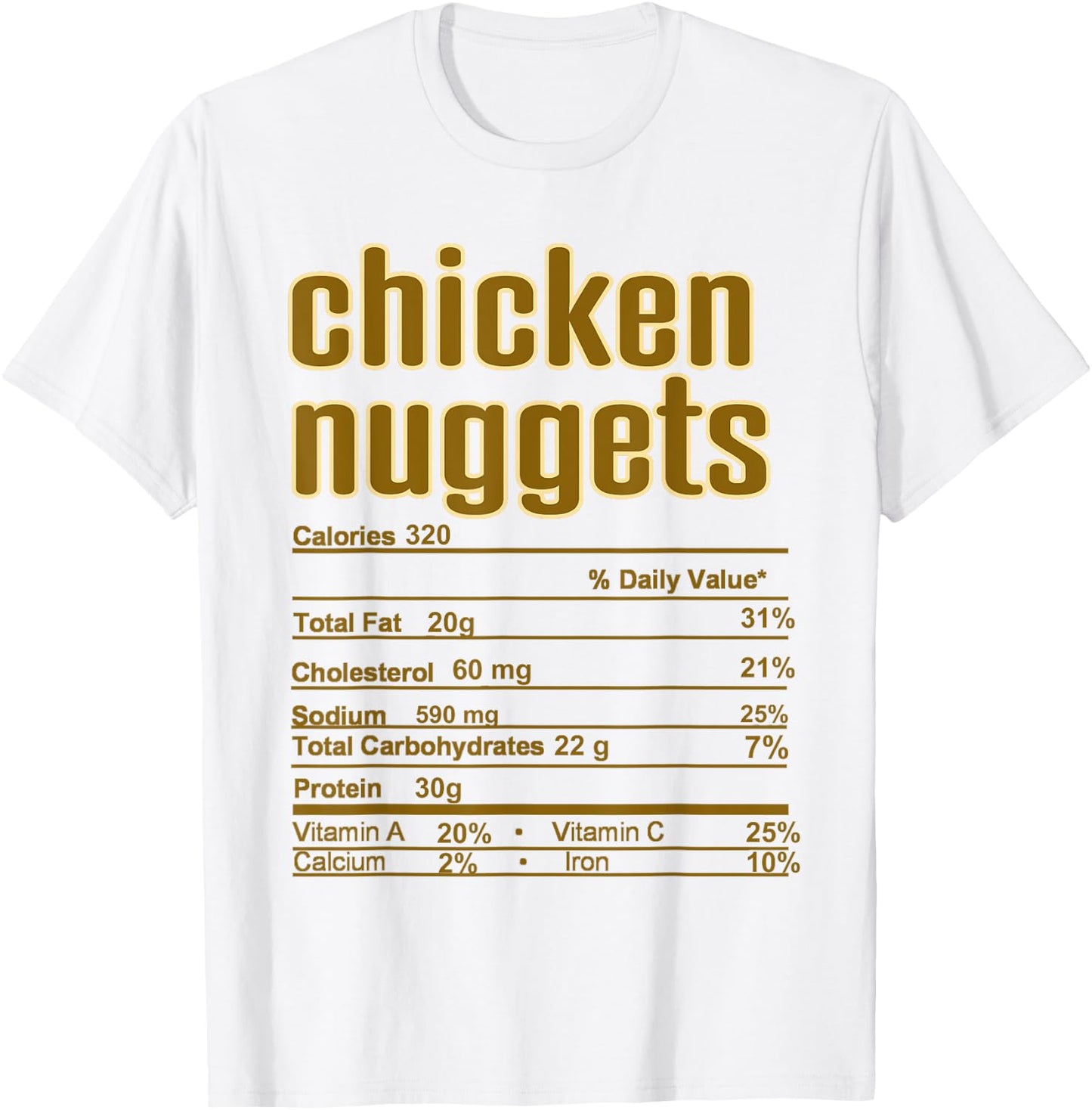Thanksgiving Christmas Chicken Nuggets Nutrition Fact T-Shirt - T-Shirt | White