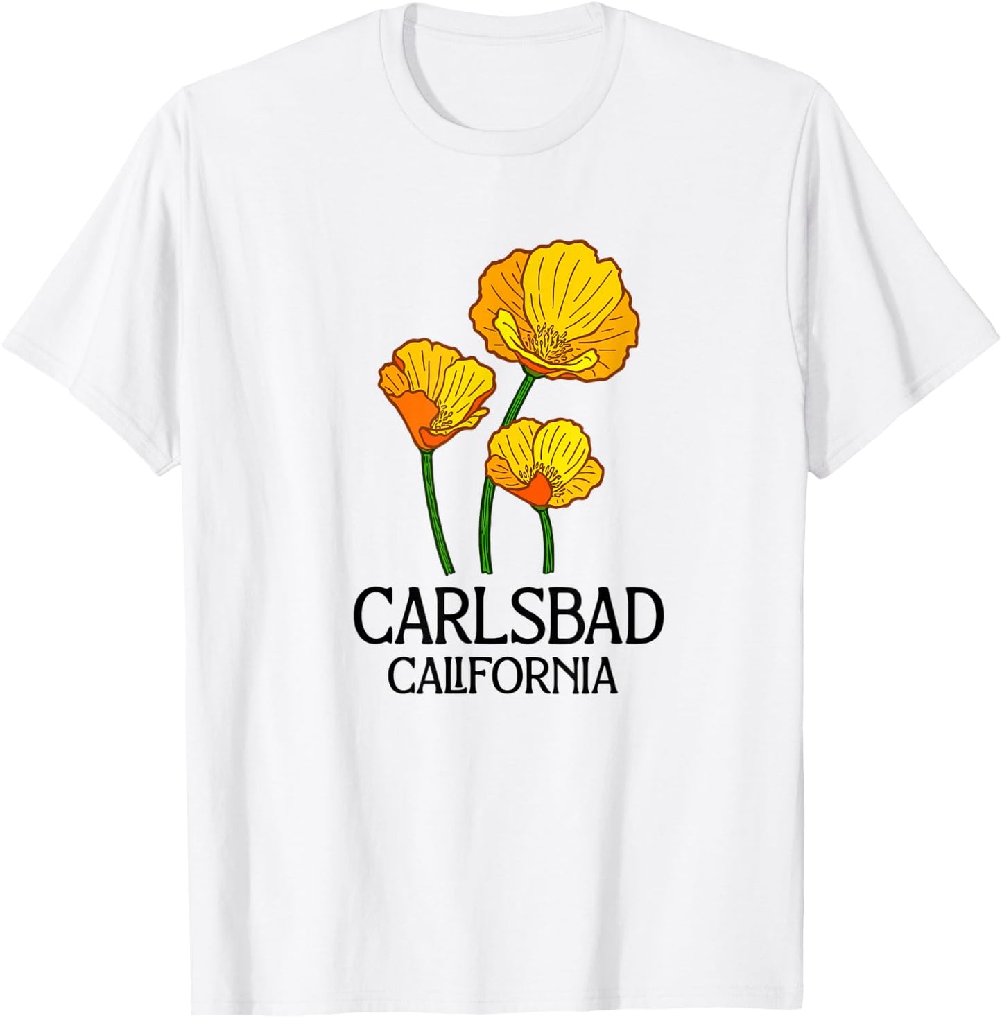 Carlsbad California CA Poppy Flower State City Vintage T-Shirt - T-Shirt | White