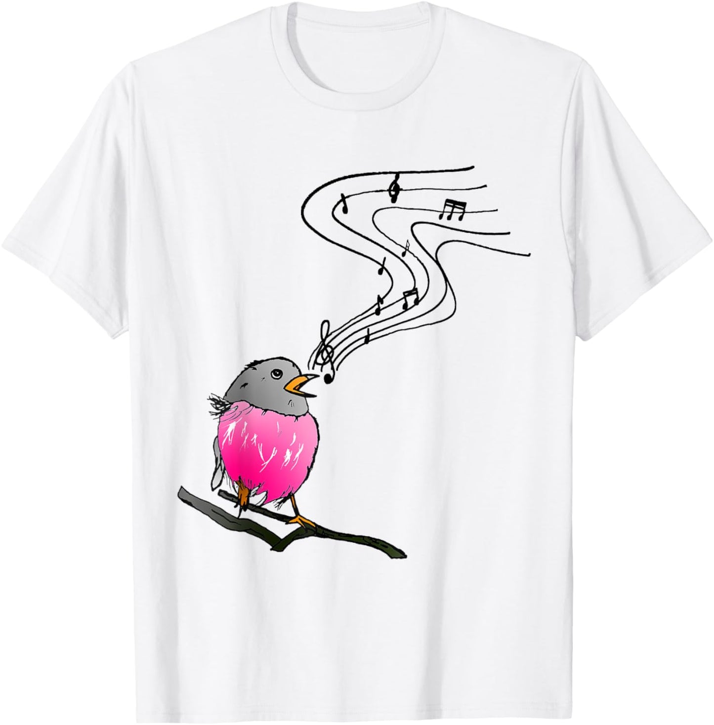 Singing bird classical music notes musician robin bird lover T-Shirt - T-Shirt | White