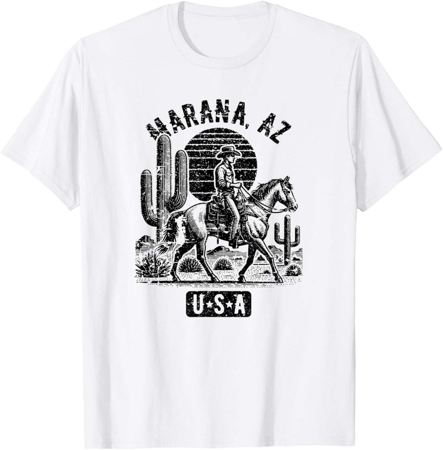 Marana Arizona USA Cowboy Horse Vintage Style Design T-Shirt - T-Shirt | White