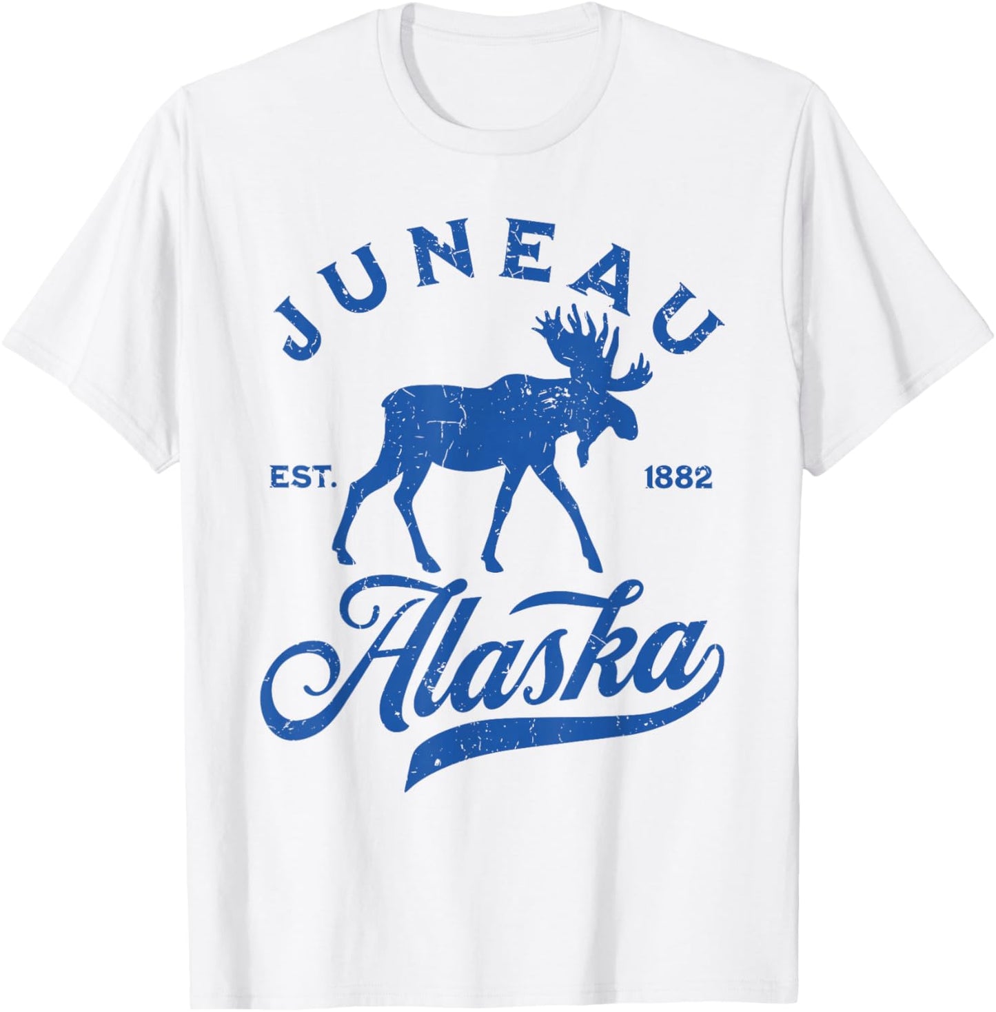 Vintage Juneau Alaska AK Moose Family Vacation Souvenir T-Shirt - T-Shirt | White
