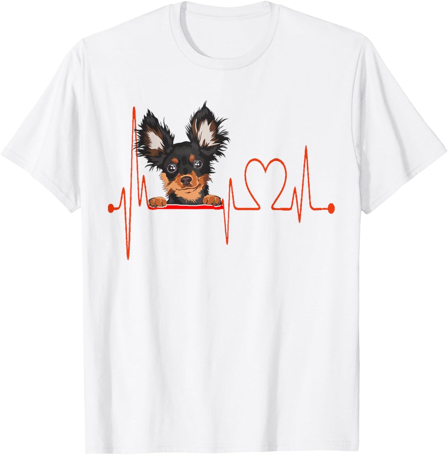 Russian Toy Terrier Heartbeat EKG My Dog Is My Valentine T-Shirt - T-Shirt | White