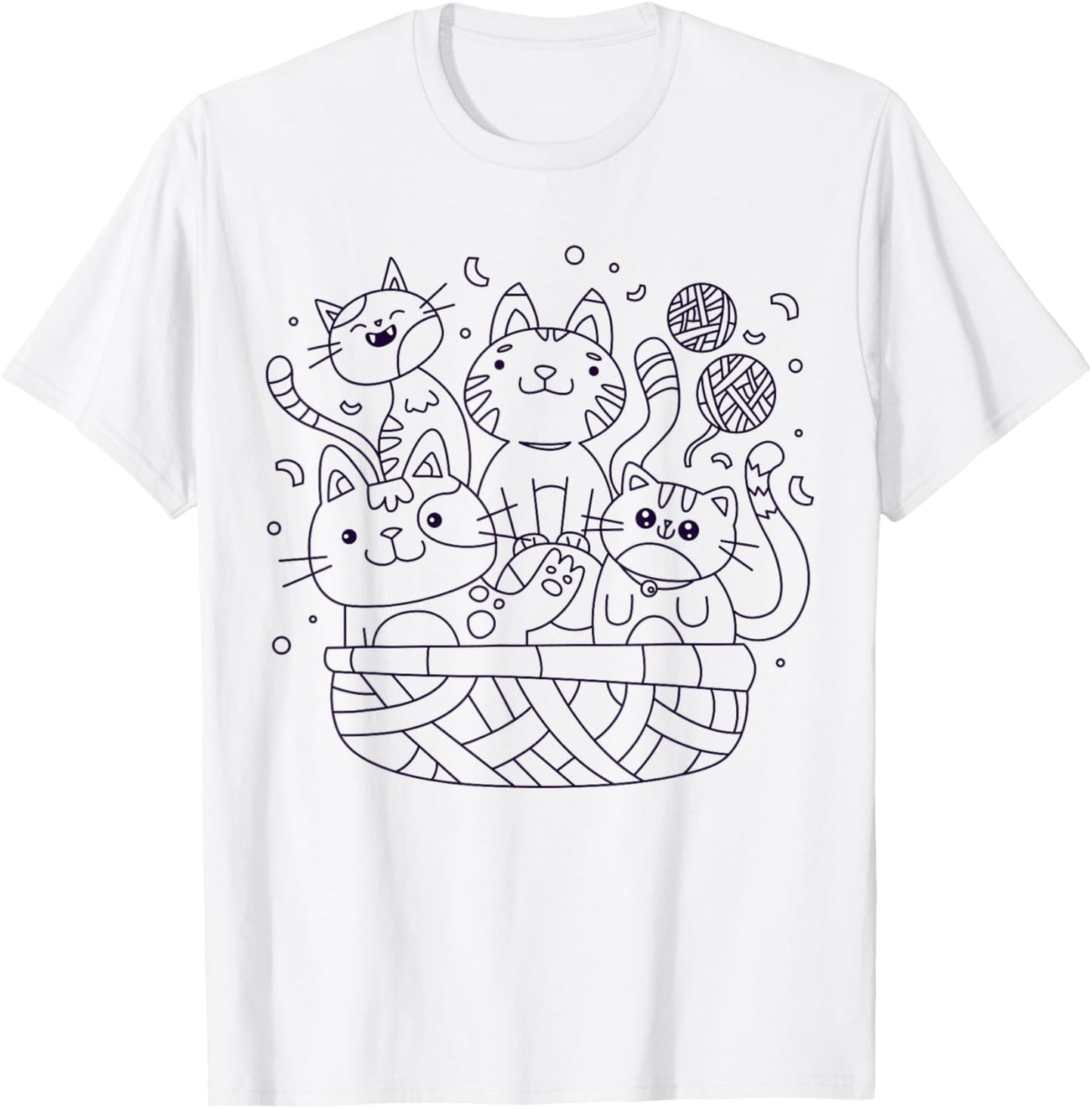 Cats in a basket to paint and color T-Shirt - T-Shirt | White