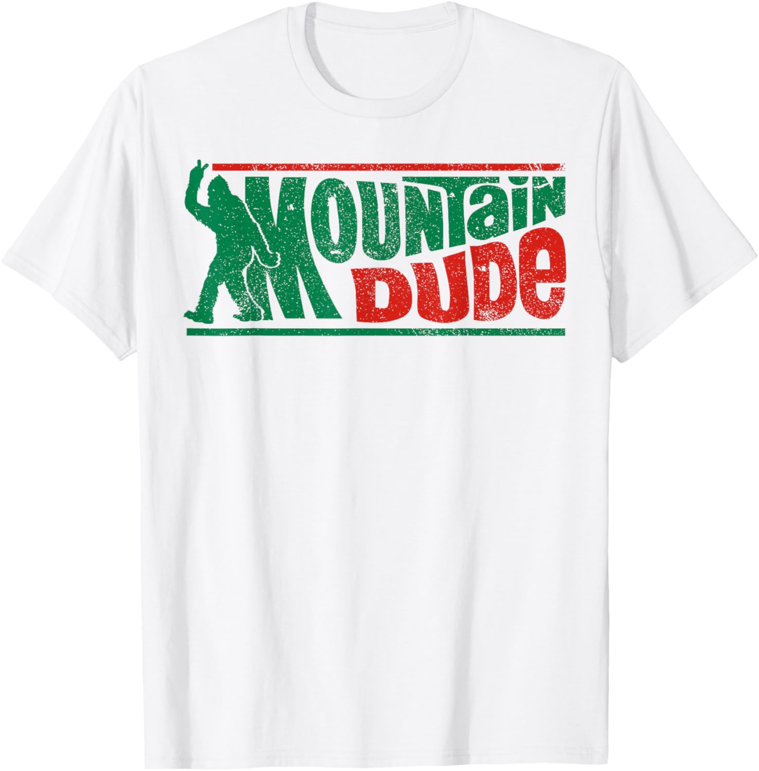Mountain Dude Funny Bigfoot Sasquatch Rock On Hiking Vintage T-Shirt - T-Shirt | White